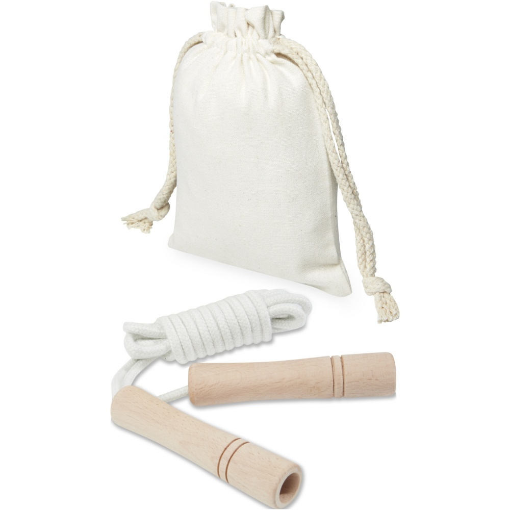 Logo trade business gift photo of: Denise wooden skipping rope in cotton pouch