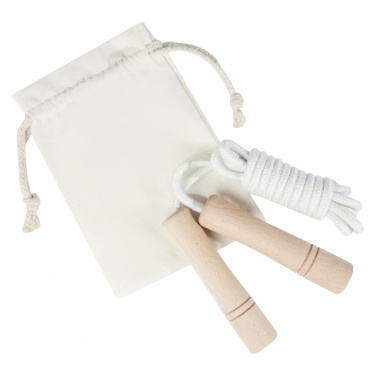 Logo trade promotional merchandise picture of: Denise wooden skipping rope in cotton pouch
