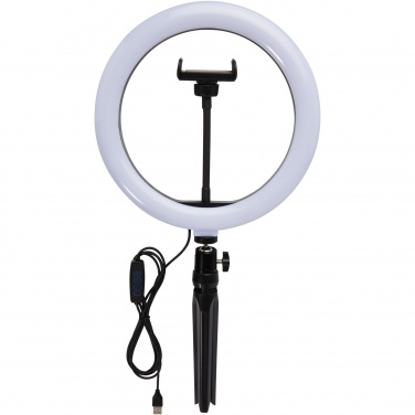Logo trade promotional items image of: Studio ring light for selfies and vlogging with phone holder and tripod