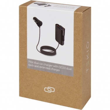 Logo trade business gifts image of: Pilot dual car charger with QC 3.0 dual back seat extended charger