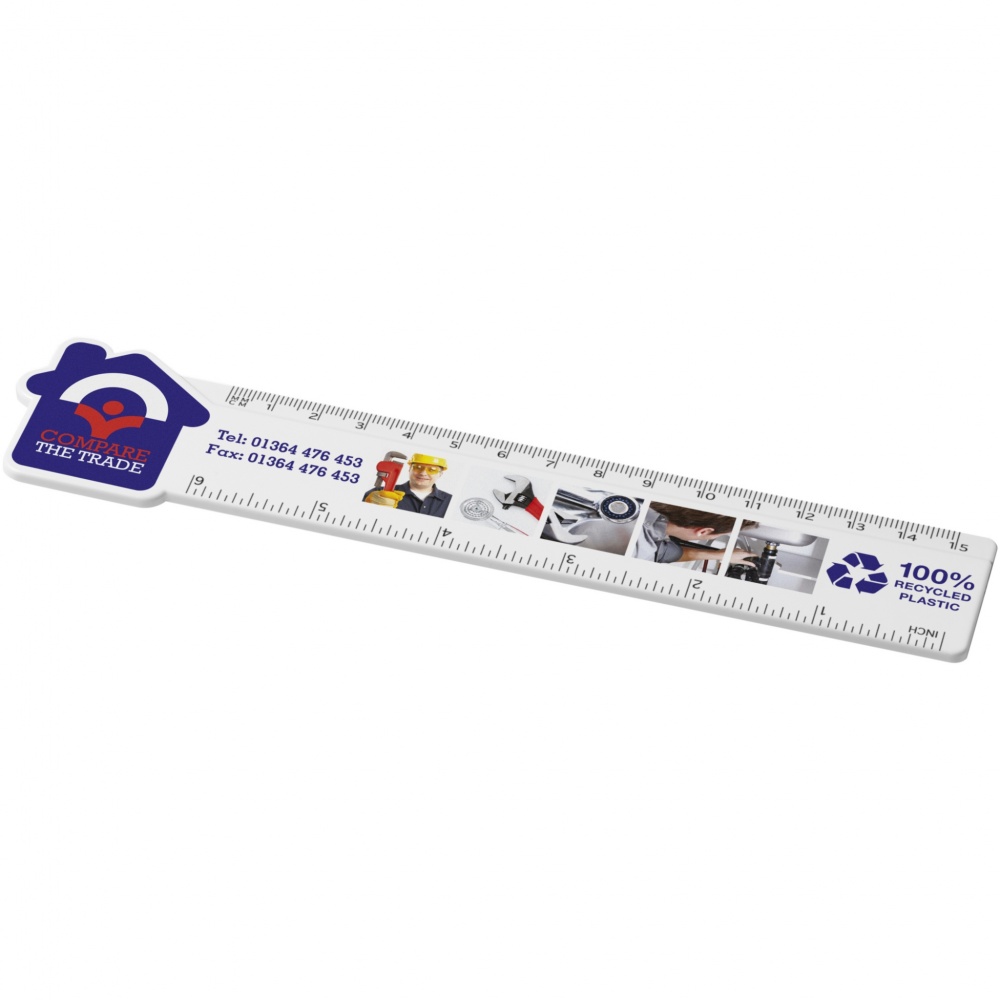 Logotrade promotional items photo of: Tait 15 cm house-shaped recycled plastic ruler