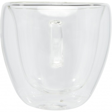 Logo trade corporate gifts image of: Manti 2-piece 100 ml double-wall glass cup with bamboo coaster 