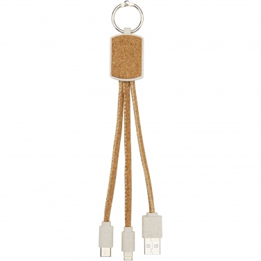 Logotrade promotional gift picture of: Bates wheat straw and cork 3-in-1 charging cable