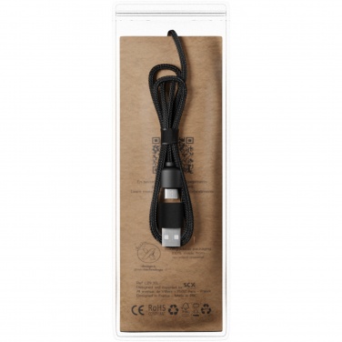 Logotrade business gifts photo of: SCX.design C38 5-in-1 rPET light-up logo charging cable with squared wooden casing