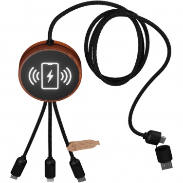 Logo trade promotional giveaways picture of: SCX.design C40 5-in-1 rPET light-up logo charging cable and 10W charging pad