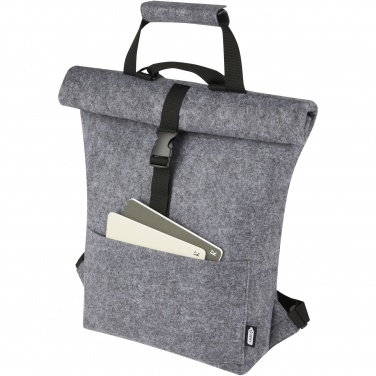 Logo trade business gifts image of: Felta GRS recycled felt roll-top bike bag 13L