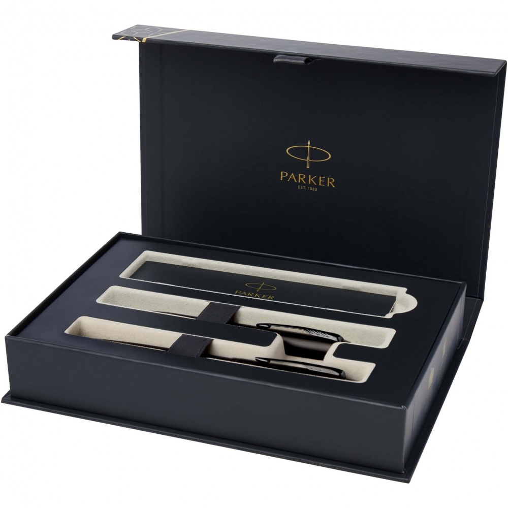 Logo trade promotional giveaways image of: Parker IM achromatic ballpoint and rollerball pen set with gift box