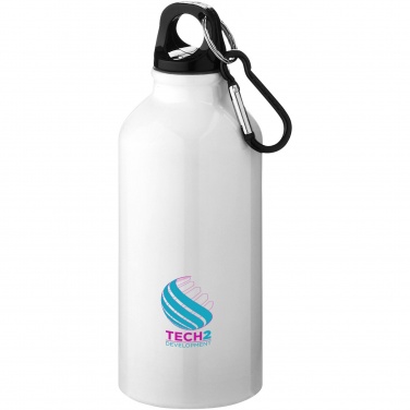 Logo trade promotional merchandise image of: Oregon 400 ml RCS certified recycled aluminium water bottle with carabiner