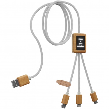 Logotrade advertising product image of: SCX.design C39 3-in-1 rPET light-up logo charging cable with squared bamboo casing