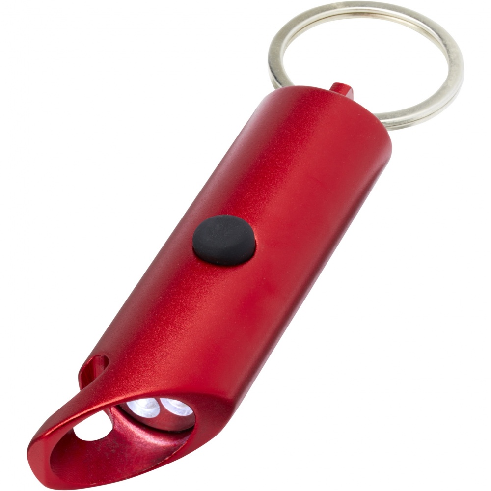 Logo trade business gift photo of: Flare RCS recycled aluminium IPX LED light and bottle opener with keychain