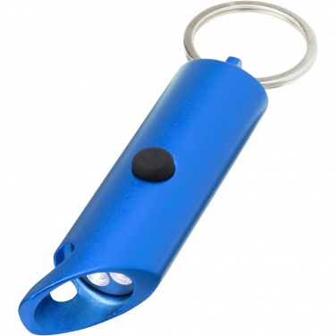 Logo trade business gifts image of: Flare RCS recycled aluminium IPX LED light and bottle opener with keychain