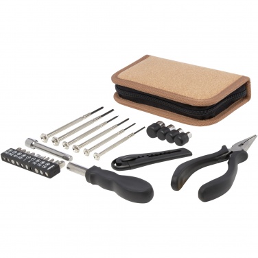 Logotrade advertising product picture of: Spike 24-piece RCS recycled plastic tool set with cork pouch