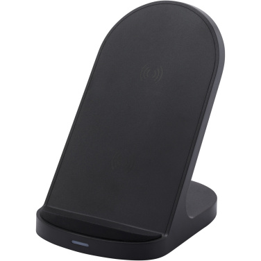Logotrade promotional merchandise image of: Loop 15W dual coil RCS recycled plastic wireless charging stand