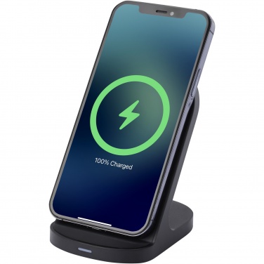 Logotrade promotional products photo of: Loop 15W dual coil RCS recycled plastic wireless charging stand