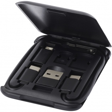 Logo trade promotional gifts picture of: Savvy recycled plastic modular charging cable with phone holder