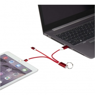 Logotrade promotional gift picture of: Metal 4-in-1 recycled aluminium charging cable with keychain