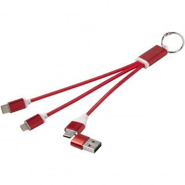 Logo trade corporate gifts picture of: Metal 4-in-1 recycled aluminium charging cable with keychain