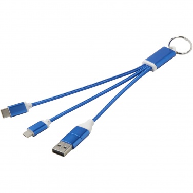 Logotrade promotional products photo of: Metal 4-in-1 recycled aluminium charging cable with keychain