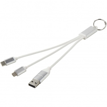 Logo trade promotional items picture of: Metal 4-in-1 recycled aluminium charging cable with keychain