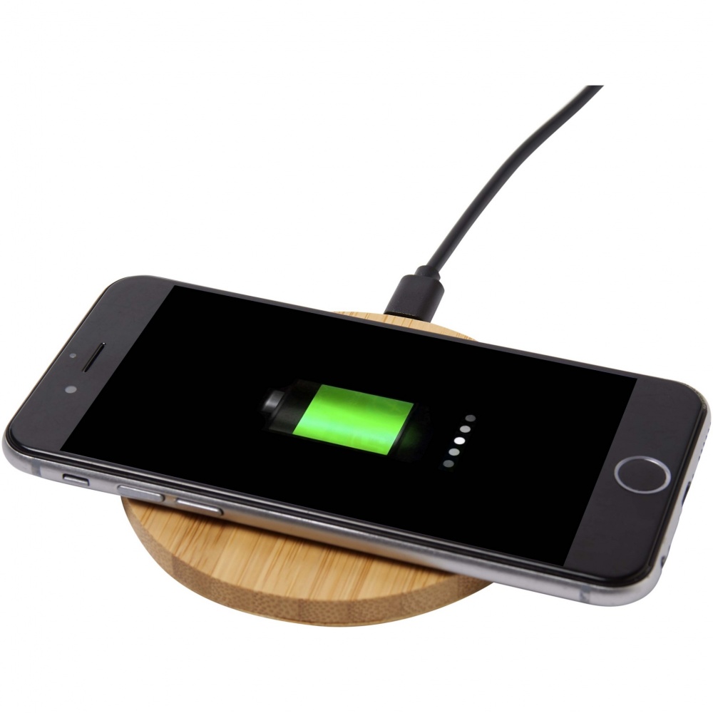 Logo trade promotional items picture of: Essence 15W bamboo wireless charging pad