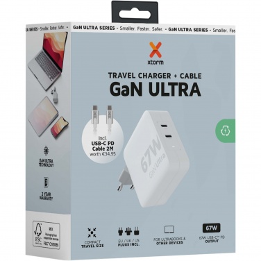 Logo trade corporate gifts picture of: Xtorm XVC2067 GaN Ultra 67W travel charger with 100W USB-C PD cable