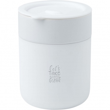 Logo trade corporate gift photo of: Java 330 ml ceramic tumbler with silicone wrap and plastic lid