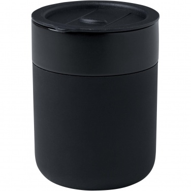 Logo trade promotional merchandise picture of: Java 330 ml ceramic tumbler with silicone wrap and plastic lid