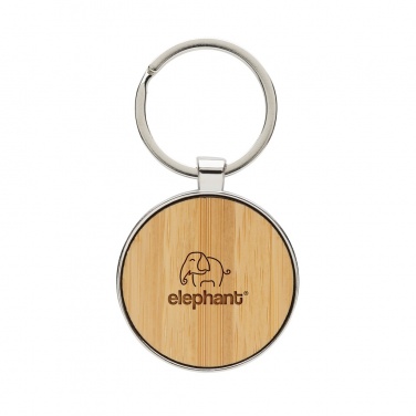 Logotrade promotional merchandise picture of: RCS recycled zinc alloy round keychain with bamboo