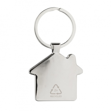 Logo trade promotional merchandise photo of: RCS recycled zinc alloy house keychain with bamboo