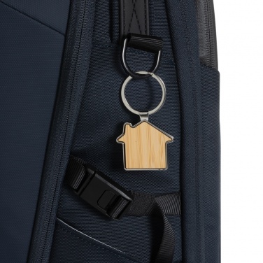 Logo trade business gift photo of: RCS recycled zinc alloy house keychain with bamboo