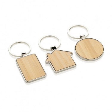 Logotrade promotional merchandise picture of: RCS recycled zinc alloy house keychain with bamboo