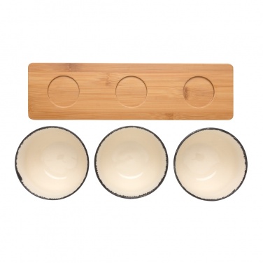 Logo trade promotional giveaway photo of: Ukiyo 3pc serving bowl set with bamboo tray
