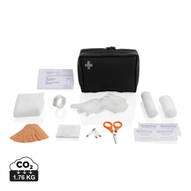 Logo trade promotional merchandise picture of: RCS recycled nubuck PU pouch  first aid set
