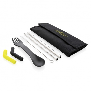 Logo trade corporate gift photo of: Tierra 2pcs straw and cutlery set in pouch