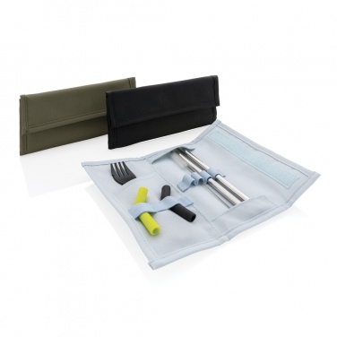 Logo trade promotional product photo of: Tierra 2pcs straw and cutlery set in pouch