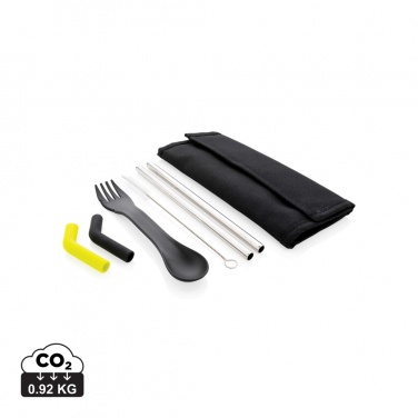 Logo trade promotional merchandise photo of: Tierra 2pcs straw and cutlery set in pouch
