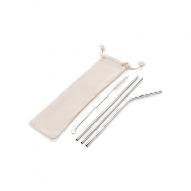 Logotrade promotional product image of: Reusable stainless steel 3 pcs straw set