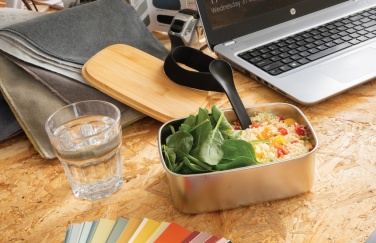 Logotrade promotional gift image of: Stainless steel lunchbox with bamboo lid and spork