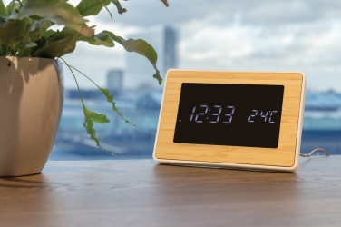 Logotrade promotional merchandise image of: Utah RCS recycled plastic and bamboo LED clock