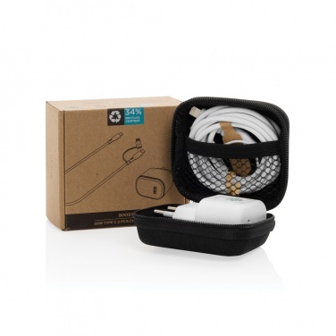 Logotrade promotional product picture of: Boost RCS reycled PET 20W type C 2 pcs charging set