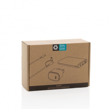 Logo trade business gift photo of: Surge RCS recyled PET 20W type C 3 pcs charging set