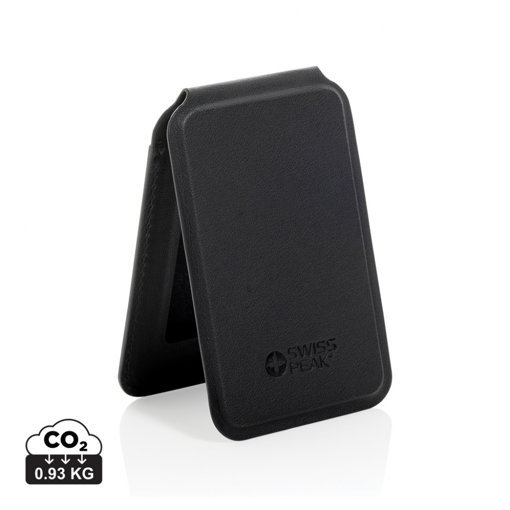 Logo trade promotional gifts image of: Magstand RCS recycled PU magnetic phone wallet with stand