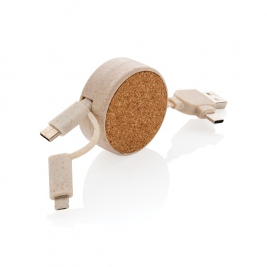 Logo trade promotional giveaways picture of: Cork and Wheat 6-in-1 retractable cable