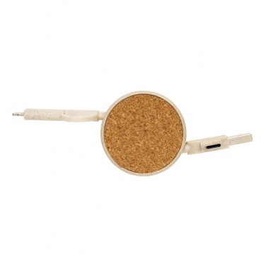 Logo trade corporate gift photo of: Cork and Wheat 6-in-1 retractable cable