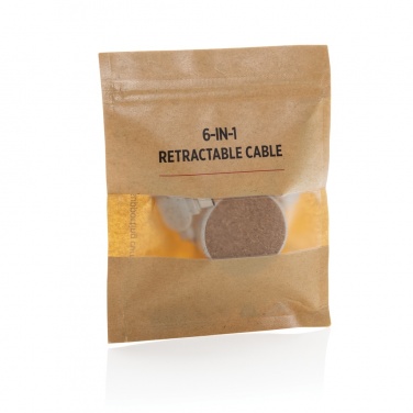 Logo trade promotional gifts image of: Cork and Wheat 6-in-1 retractable cable