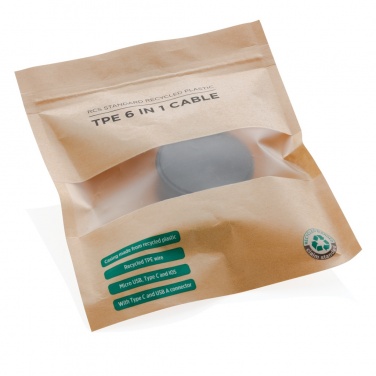 Logo trade promotional products image of: RCS standard recycled plastic and TPE 6-in-1 cable