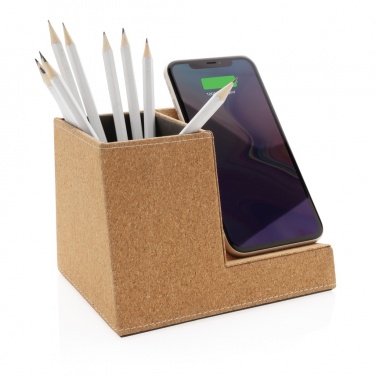 Logotrade promotional merchandise image of: Cork pen holder and 5W wireless charger