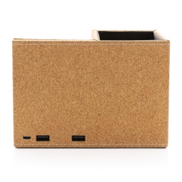 Logo trade promotional merchandise photo of: Cork pen holder and 5W wireless charger