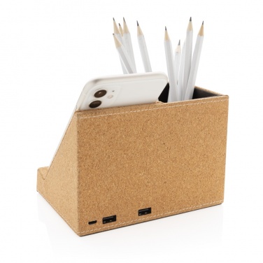 Logotrade business gift image of: Cork pen holder and 5W wireless charger