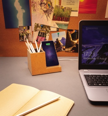 Logotrade promotional giveaways photo of: Cork pen holder and 5W wireless charger